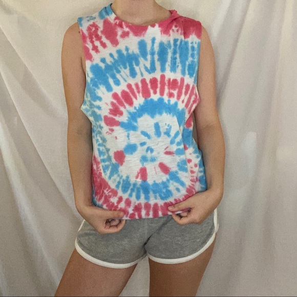 NWT America Red White & Blue Tye Dye Muscle Tank - Picture 5 of 9